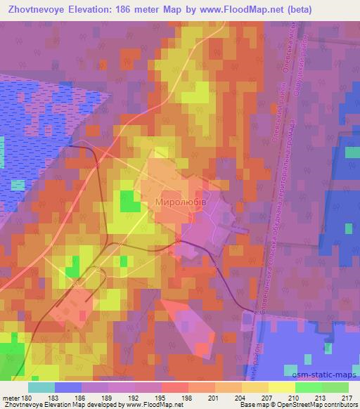 Zhovtnevoye,Ukraine Elevation Map