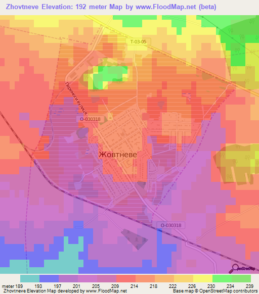 Zhovtneve,Ukraine Elevation Map