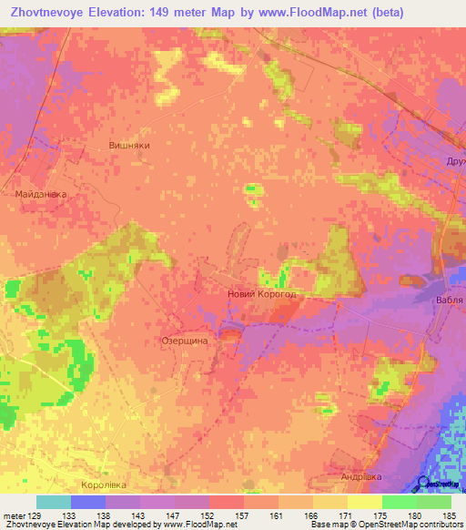 Zhovtnevoye,Ukraine Elevation Map