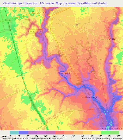 Zhovtnevoye,Ukraine Elevation Map