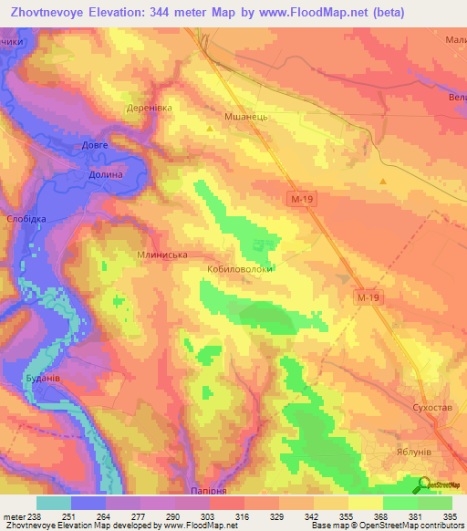 Zhovtnevoye,Ukraine Elevation Map