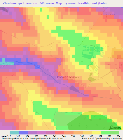 Zhovtnevoye,Ukraine Elevation Map