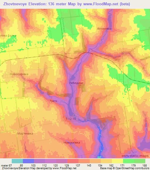Zhovtnevoye,Ukraine Elevation Map