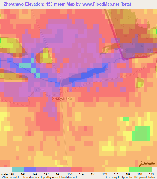 Zhovtnevo,Ukraine Elevation Map