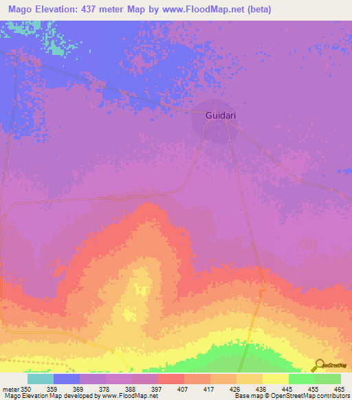 Mago,Chad Elevation Map