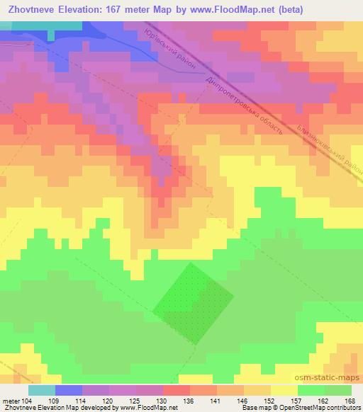 Zhovtneve,Ukraine Elevation Map