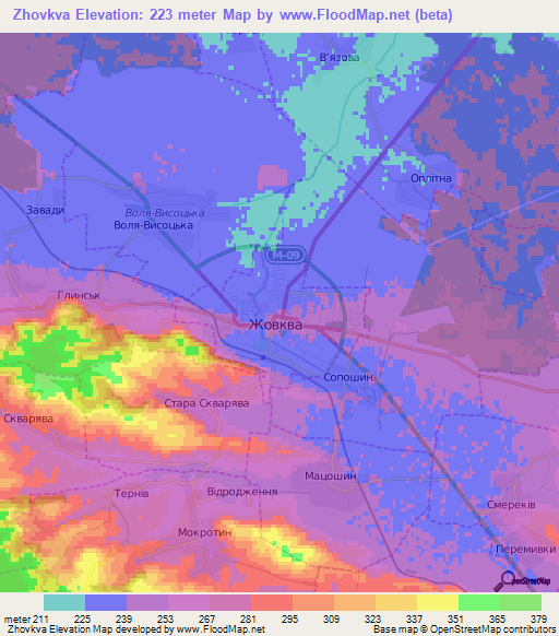 Zhovkva,Ukraine Elevation Map