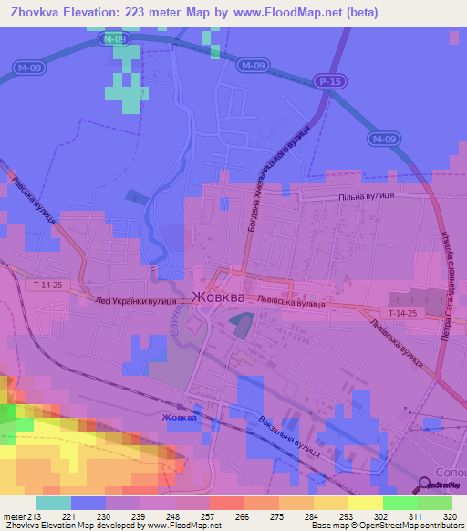 Zhovkva,Ukraine Elevation Map