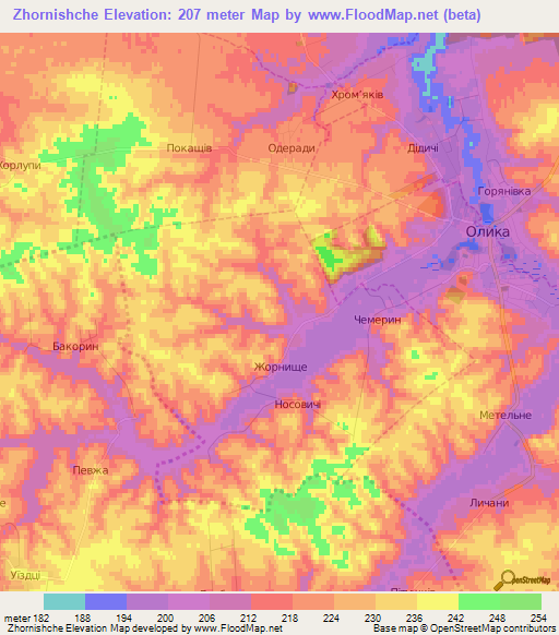 Zhornishche,Ukraine Elevation Map
