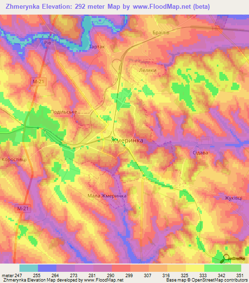 Zhmerynka,Ukraine Elevation Map