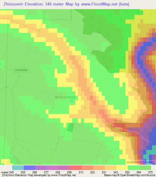 Zhiznomir,Ukraine Elevation Map