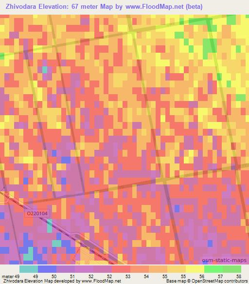 Zhivodara,Ukraine Elevation Map