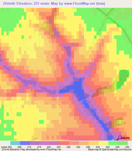 Zhitniki,Ukraine Elevation Map
