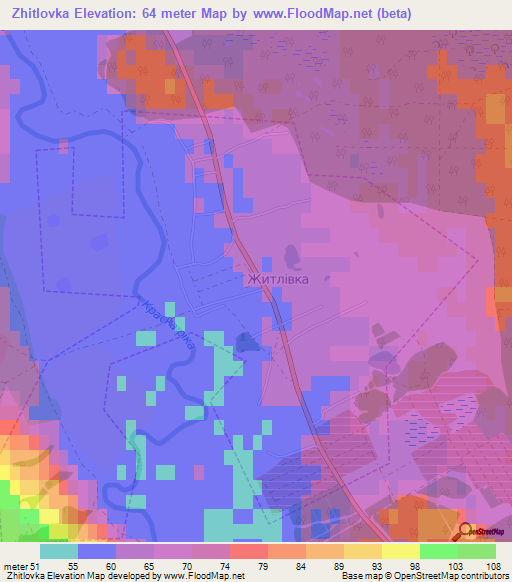 Zhitlovka,Ukraine Elevation Map