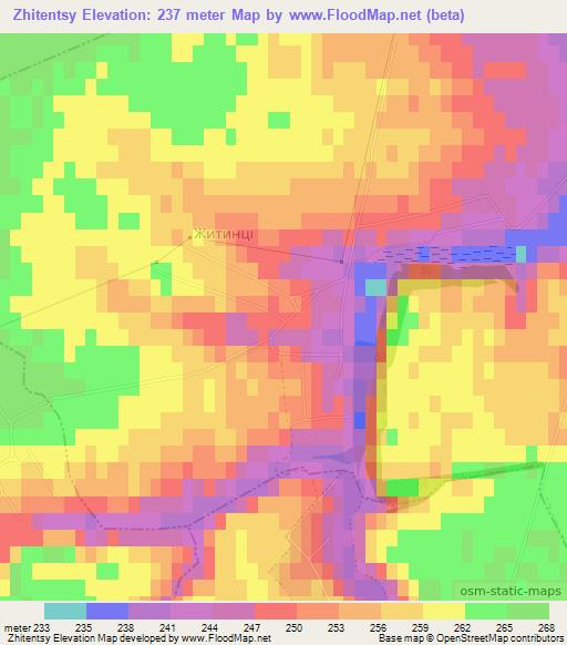 Zhitentsy,Ukraine Elevation Map