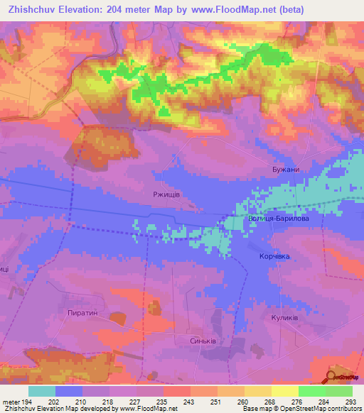 Zhishchuv,Ukraine Elevation Map