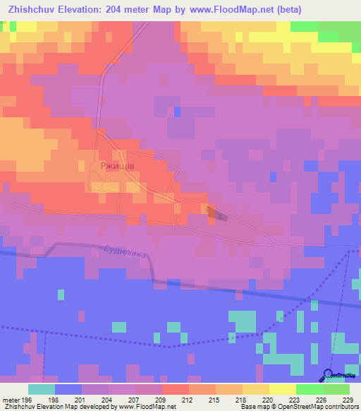 Zhishchuv,Ukraine Elevation Map