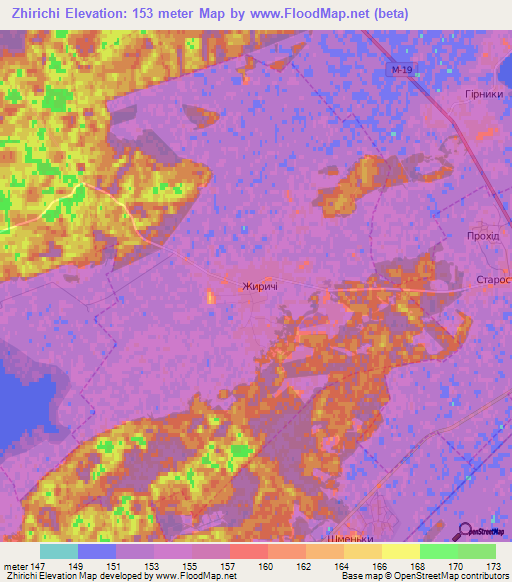 Zhirichi,Ukraine Elevation Map