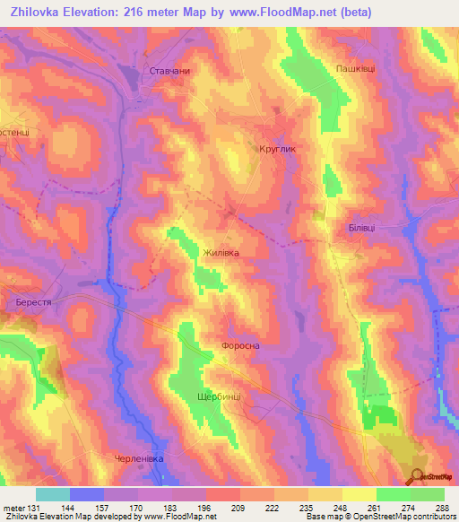 Zhilovka,Ukraine Elevation Map