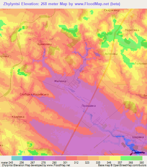 Zhylyntsi,Ukraine Elevation Map