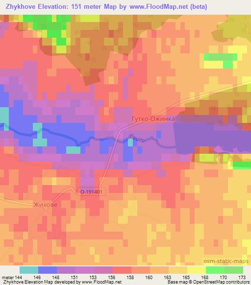 Zhykhove,Ukraine Elevation Map