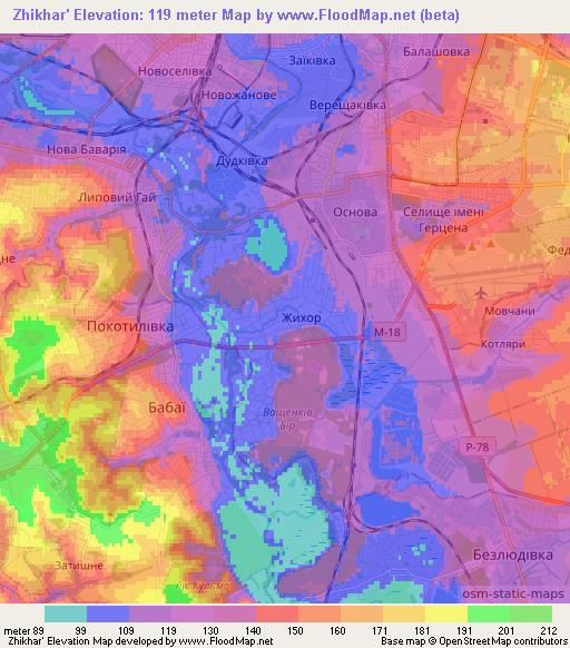 Zhikhar',Ukraine Elevation Map