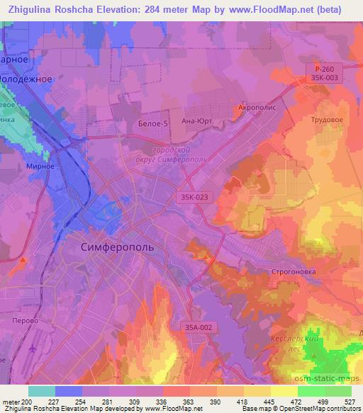 Zhigulina Roshcha,Ukraine Elevation Map