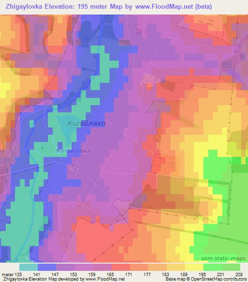 Zhigaylovka,Ukraine Elevation Map