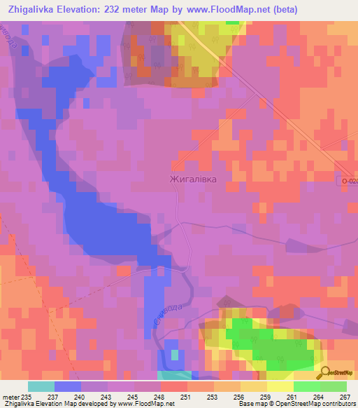 Zhigalivka,Ukraine Elevation Map