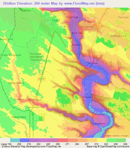 Zhidkuv,Ukraine Elevation Map