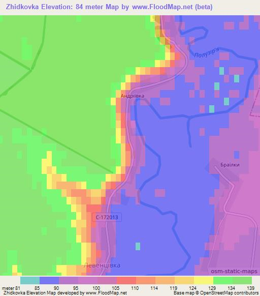 Zhidkovka,Ukraine Elevation Map