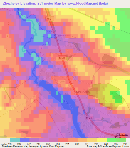 Zhezhelev,Ukraine Elevation Map