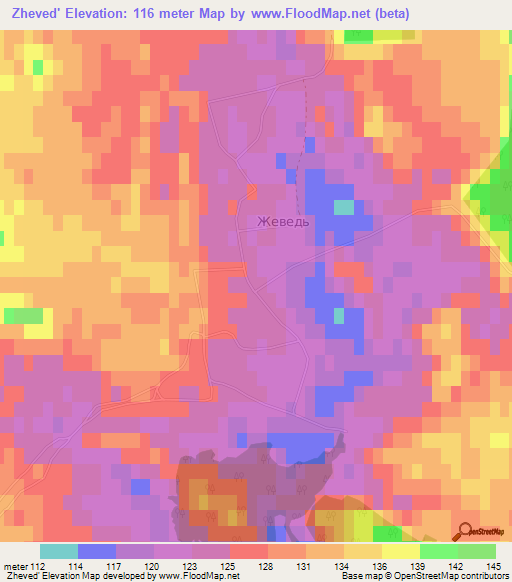 Zheved',Ukraine Elevation Map