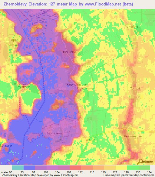 Zhernoklevy,Ukraine Elevation Map