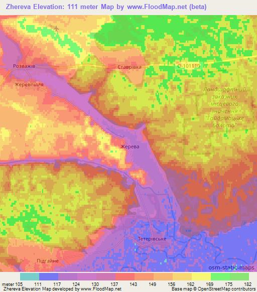 Zhereva,Ukraine Elevation Map