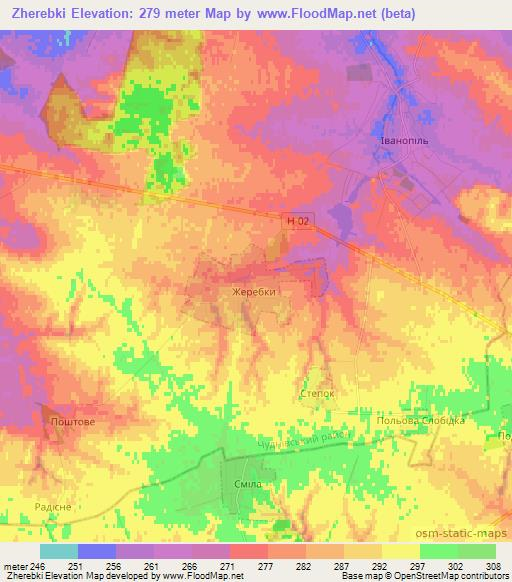 Zherebki,Ukraine Elevation Map