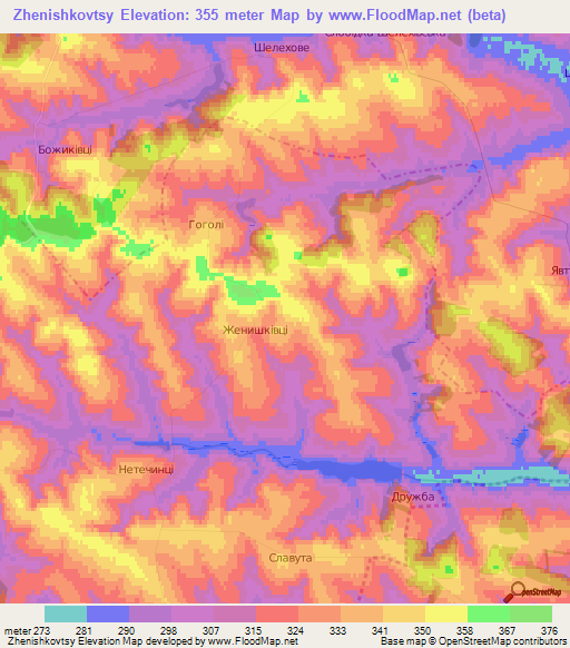 Zhenishkovtsy,Ukraine Elevation Map