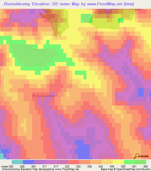 Zhenishkovtsy,Ukraine Elevation Map