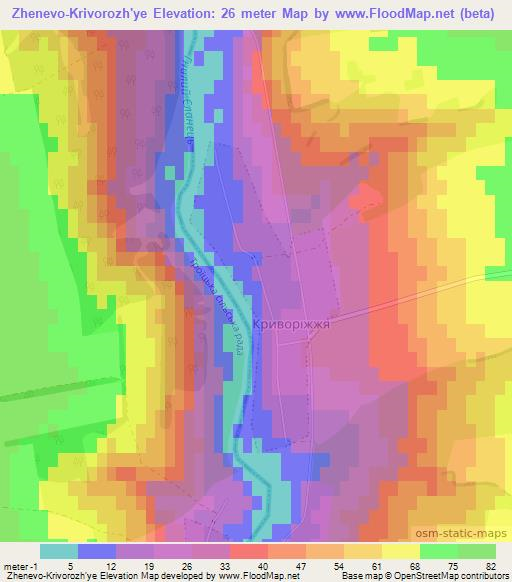 Zhenevo-Krivorozh'ye,Ukraine Elevation Map