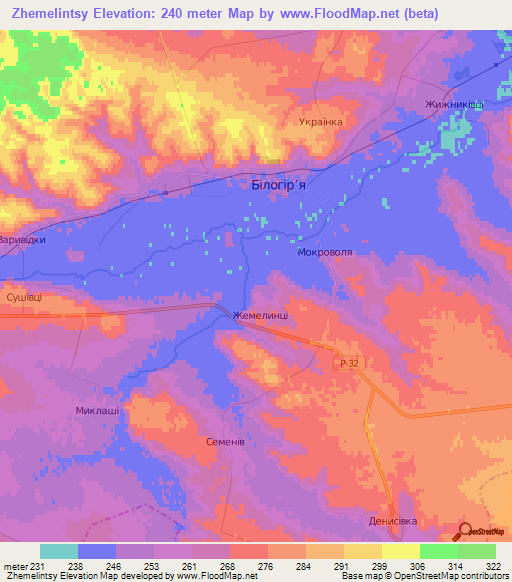 Zhemelintsy,Ukraine Elevation Map