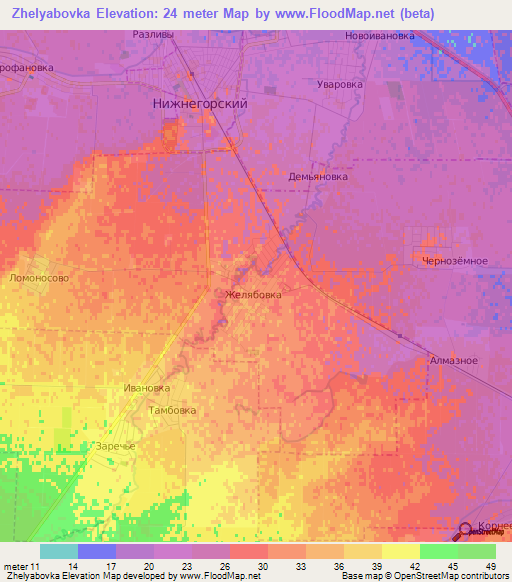 Zhelyabovka,Ukraine Elevation Map