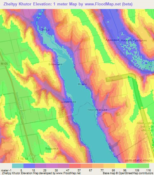 Zheltyy Khutor,Ukraine Elevation Map