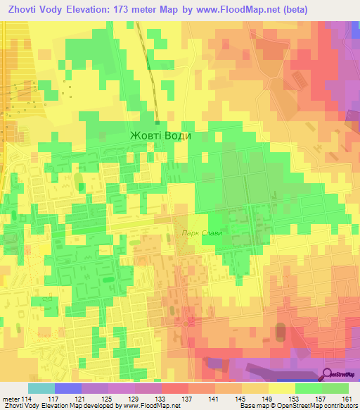 Zhovti Vody,Ukraine Elevation Map