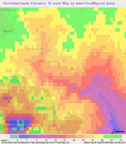 Zhovtokam'yanka,Ukraine Elevation Map