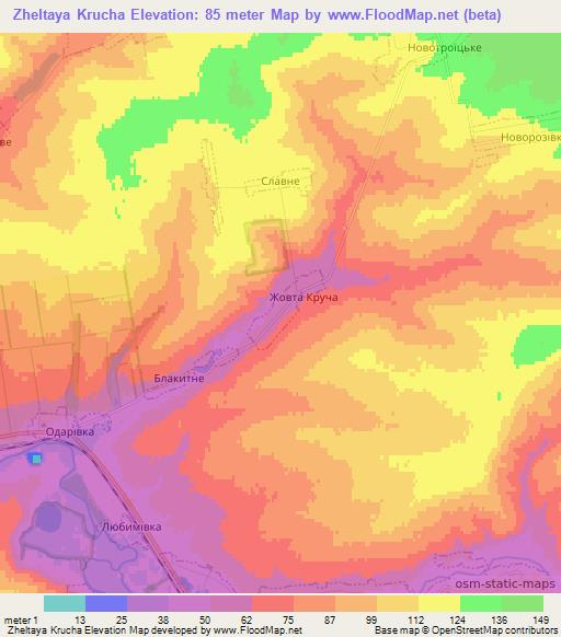 Zheltaya Krucha,Ukraine Elevation Map