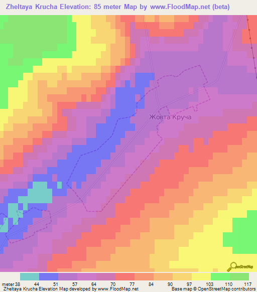 Zheltaya Krucha,Ukraine Elevation Map