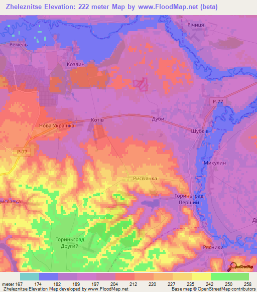 Zheleznitse,Ukraine Elevation Map