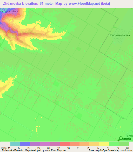 Zhdanovka,Ukraine Elevation Map