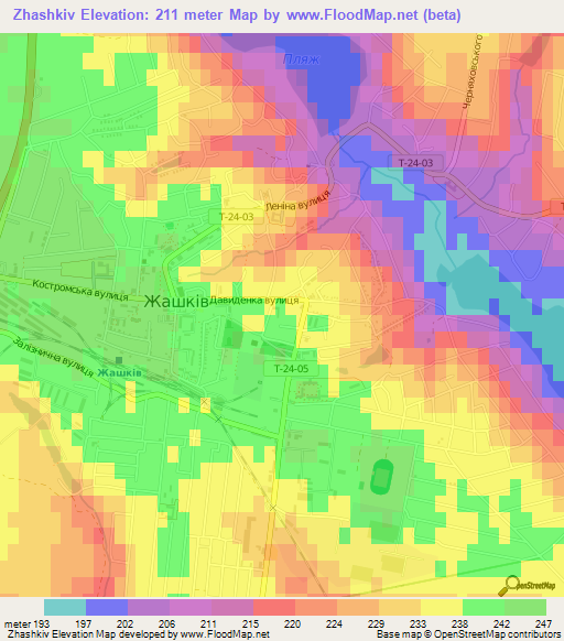 Zhashkiv,Ukraine Elevation Map