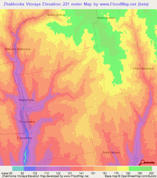 Zhakhovka Vtoraya,Ukraine Elevation Map